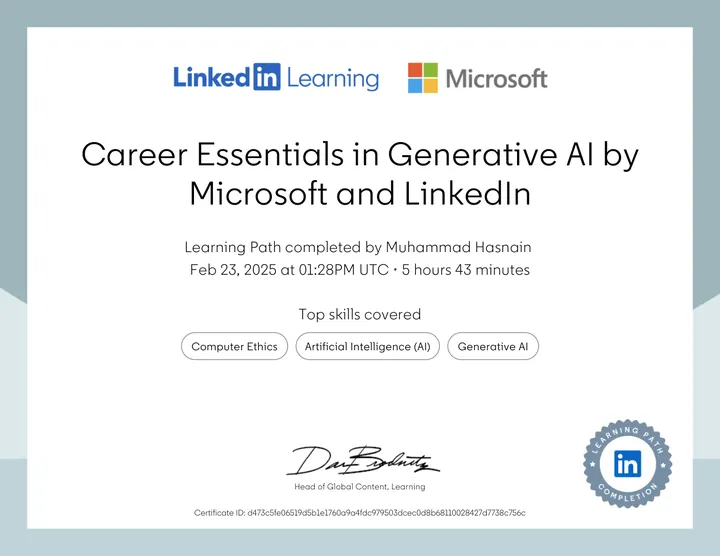 Career Essentials in Generative AI certificate, Microsoft and LinkedIn